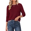 image:imageGRACE KARIN Womens Fall Sweaters Crew Neck Cropped Cozy Sweater for Women Business Casual Scalloped Knit Pullover TopsWine Red