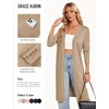 image:imageGRACE KARIN Womens Long Cardigan Sweaters Lightweight Open Front Maxi Cardigans for Women Fall Fashion Outfits 2026Khaki