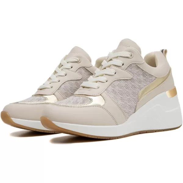 Cestfini Fashion Wedge Heeled Sneakers for Women Platform Sneakers NonSlip Women Wedge Tennis ShoesW142beige