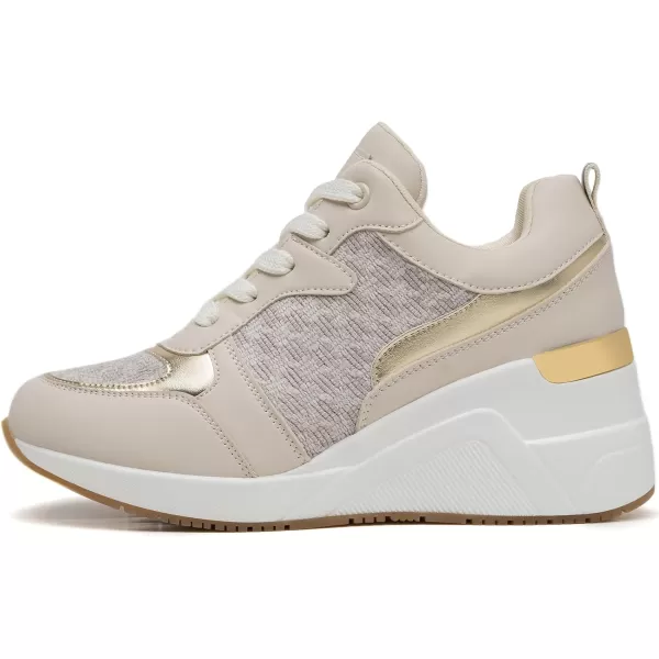 Cestfini Fashion Wedge Heeled Sneakers for Women Platform Sneakers NonSlip Women Wedge Tennis ShoesW142beige