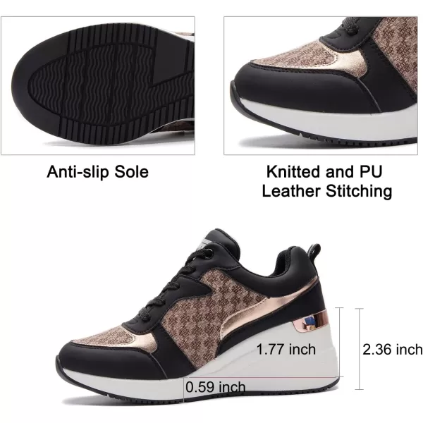 Cestfini Fashion Wedge Heeled Sneakers for Women Platform Sneakers NonSlip Women Wedge Tennis ShoesW142black