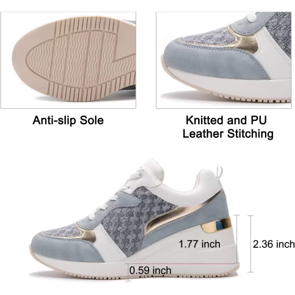 Cestfini Fashion Wedge Heeled Sneakers for Women Platform Sneakers NonSlip Women Wedge Tennis ShoesW142blue