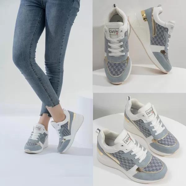 Cestfini Fashion Wedge Heeled Sneakers for Women Platform Sneakers NonSlip Women Wedge Tennis ShoesW142blue