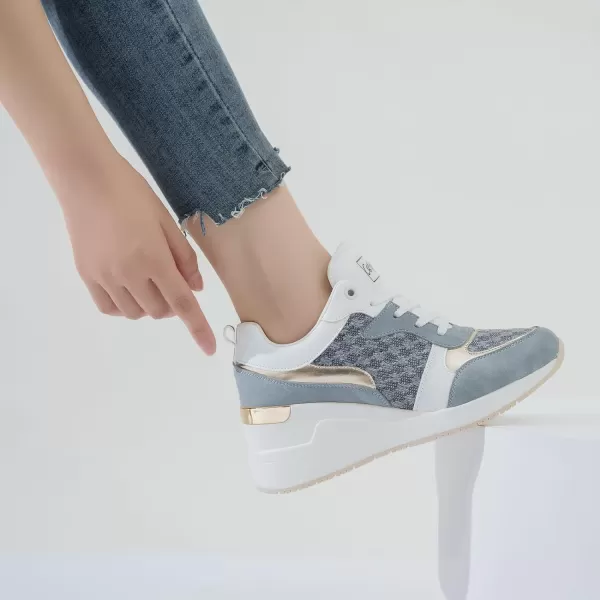 Cestfini Fashion Wedge Heeled Sneakers for Women Platform Sneakers NonSlip Women Wedge Tennis ShoesW142blue