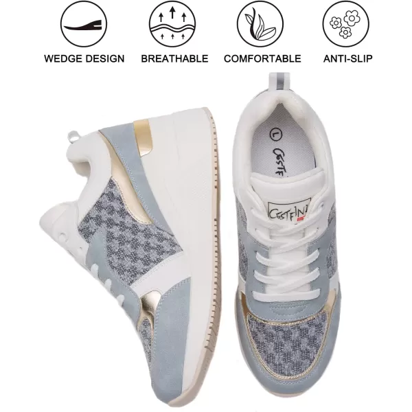 Cestfini Fashion Wedge Heeled Sneakers for Women Platform Sneakers NonSlip Women Wedge Tennis ShoesW142blue