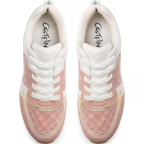 Cestfini Fashion Wedge Heeled Sneakers for Women Platform Sneakers NonSlip Women Wedge Tennis ShoesW142pink