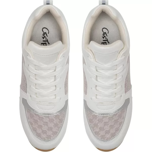 Cestfini Fashion Wedge Heeled Sneakers for Women Platform Sneakers NonSlip Women Wedge Tennis ShoesW142white