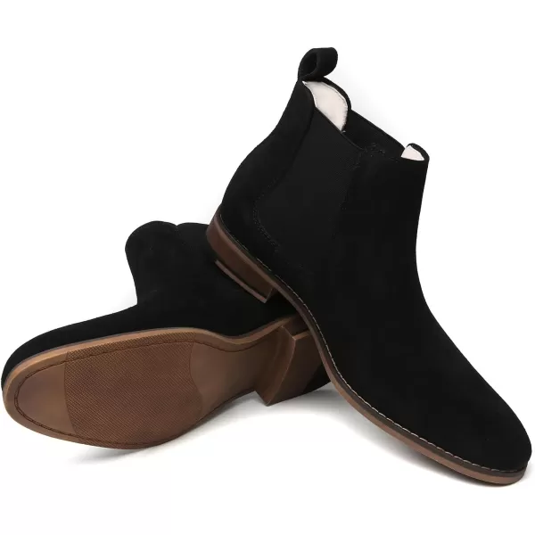 Cestfini Men Chelsea Boots Casual Suede Dress Boots Comfortable Oxfords Ankle Chukka Boots for MenE05black