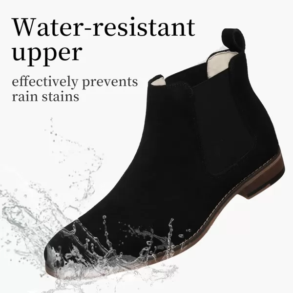 Cestfini Men Chelsea Boots Casual Suede Dress Boots Comfortable Oxfords Ankle Chukka Boots for MenE05black