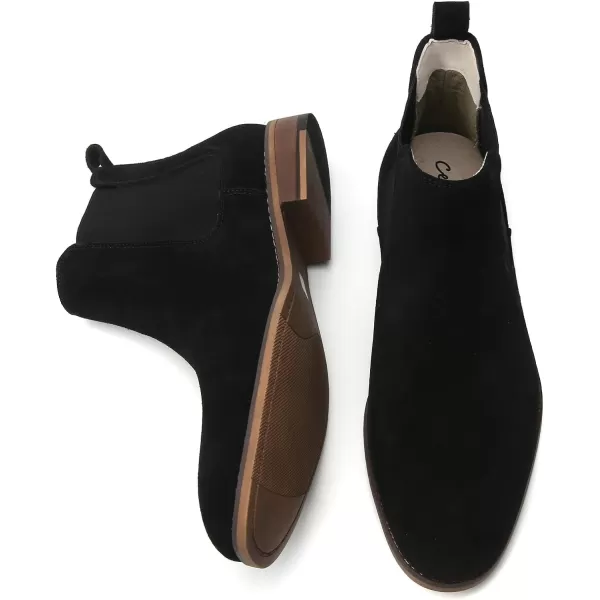 Cestfini Men Chelsea Boots Casual Suede Dress Boots Comfortable Oxfords Ankle Chukka Boots for MenE05black