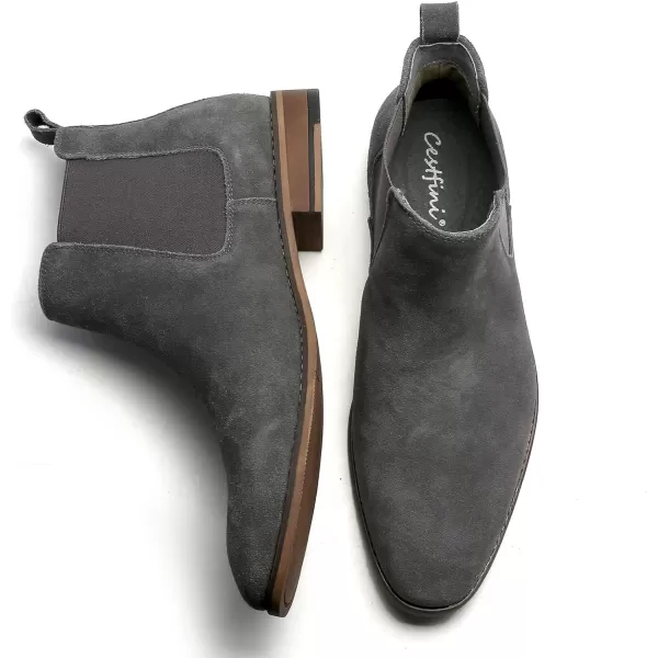 Cestfini Men Chelsea Boots Casual Suede Dress Boots Comfortable Oxfords Ankle Chukka Boots for MenE05grey