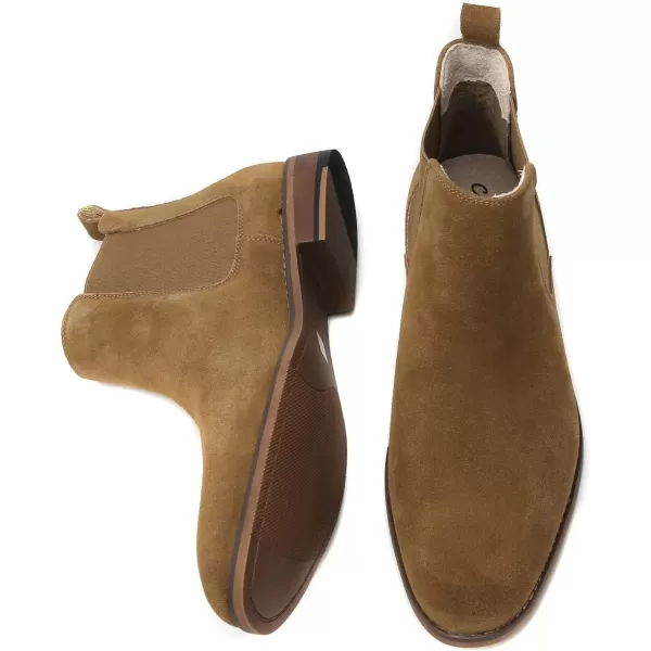 Cestfini Men Chelsea Boots Casual Suede Dress Boots Comfortable Oxfords Ankle Chukka Boots for MenE05tan