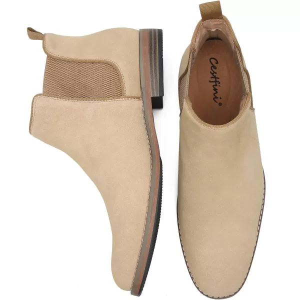 Cestfini Men Chelsea Boots Casual Suede Dress Boots Comfortable Oxfords Ankle Chukka Boots for MenM524camel