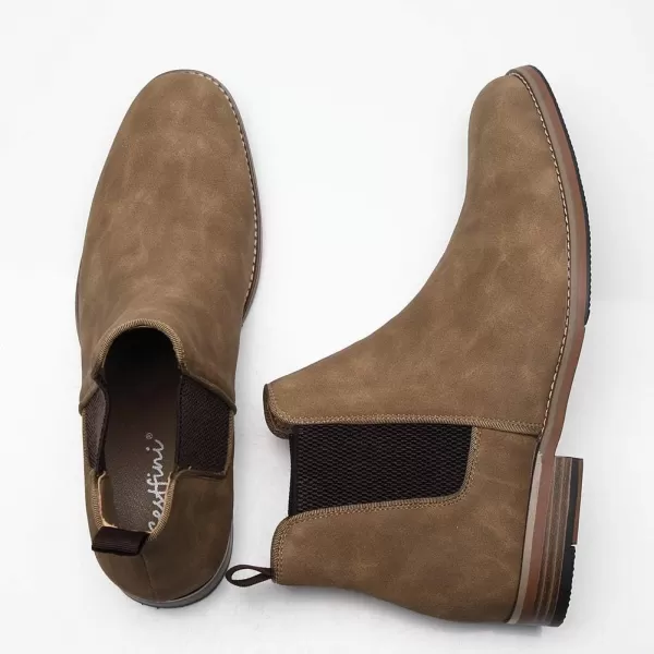 Cestfini Men Chelsea Boots Casual Suede Dress Boots Comfortable Oxfords Ankle Chukka Boots for MenRtm03camel