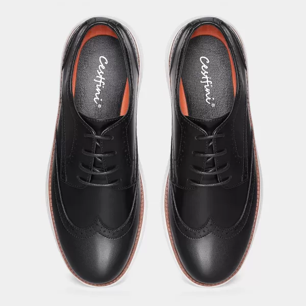 Cestfini Mens Dress Shoes Casual Dress Sneakers Business Oxford Shoes Comfortable Wingtip Brogue Office Work Shoes02mblack