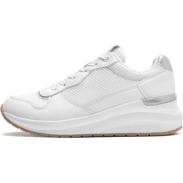 High Heeld Wedge Sneakers for Women  Ladies Hidden Sneakers Lace Up Shoes Best Chioce for Casual and Daily Wear170white