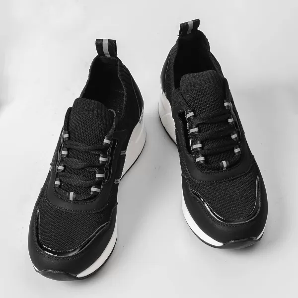 High Heeld Wedge Sneakers for Women  Ladies Hidden Sneakers Lace Up Shoes Best Chioce for Casual and Daily Wear173black