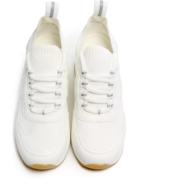 High Heeld Wedge Sneakers for Women  Ladies Hidden Sneakers Lace Up Shoes Best Chioce for Casual and Daily Wear173white