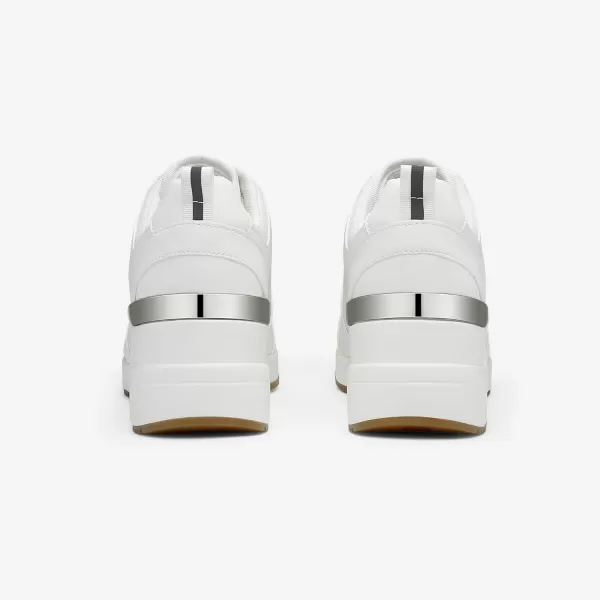 High Heeld Wedge Sneakers for Women  Ladies Hidden Sneakers Lace Up Shoes Best Chioce for Casual and Daily Wear174allwhite
