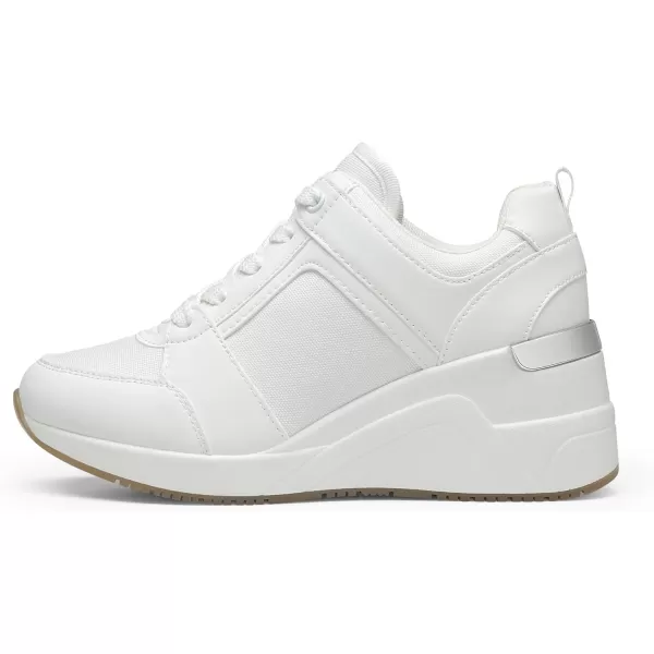 High Heeld Wedge Sneakers for Women  Ladies Hidden Sneakers Lace Up Shoes Best Chioce for Casual and Daily Wear174allwhite