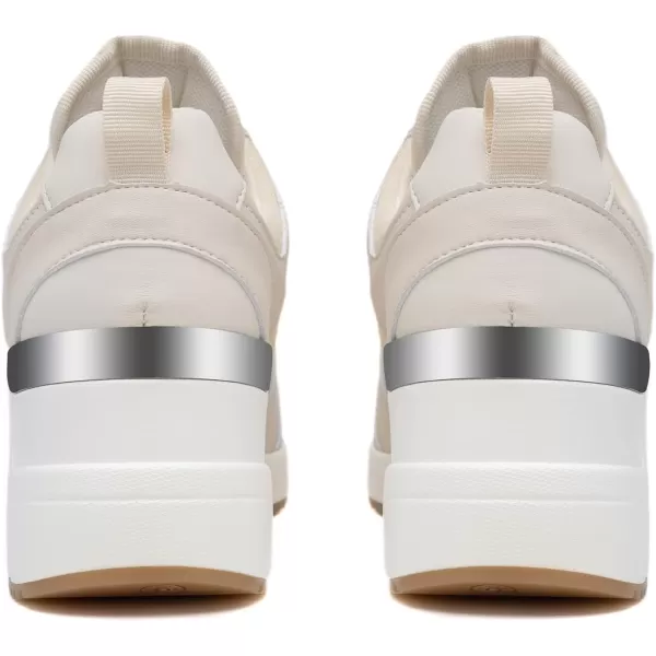 High Heeld Wedge Sneakers for Women  Ladies Hidden Sneakers Lace Up Shoes Best Chioce for Casual and Daily Wear174beige