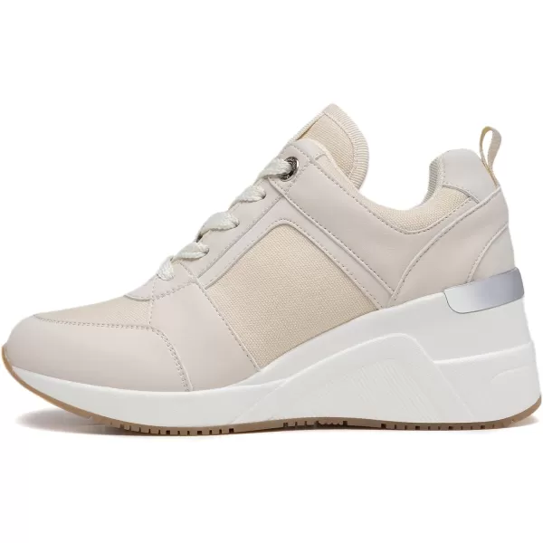 High Heeld Wedge Sneakers for Women  Ladies Hidden Sneakers Lace Up Shoes Best Chioce for Casual and Daily Wear174beige