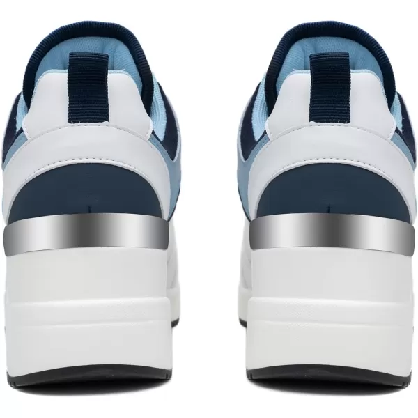 High Heeld Wedge Sneakers for Women  Ladies Hidden Sneakers Lace Up Shoes Best Chioce for Casual and Daily Wear174whiteblue