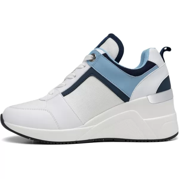 High Heeld Wedge Sneakers for Women  Ladies Hidden Sneakers Lace Up Shoes Best Chioce for Casual and Daily Wear174whiteblue