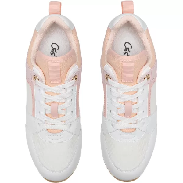High Heeld Wedge Sneakers for Women  Ladies Hidden Sneakers Lace Up Shoes Best Chioce for Casual and Daily Wear174whitepink