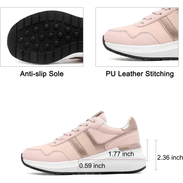 High Heeld Wedge Sneakers for Women  Ladies Hidden Sneakers Lace Up Shoes Best Chioce for Casual and Daily Wear175pink