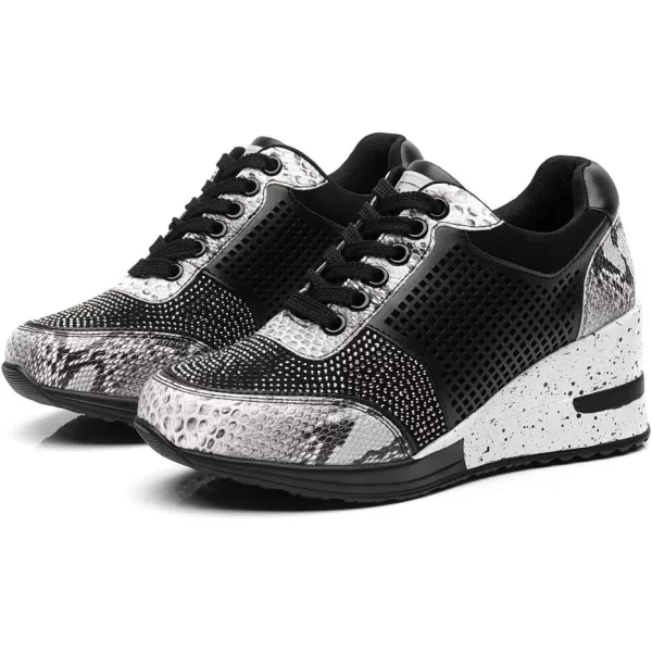 High Heeld Wedge Sneakers for Women  Ladies Hidden Sneakers Lace Up Shoes Best Chioce for Casual and Daily WearGrey