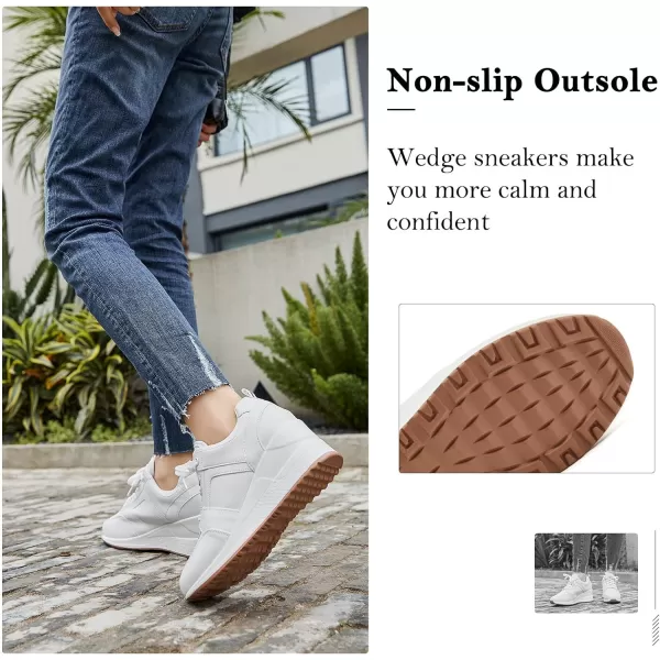 High Heeld Wedge Sneakers for Women  Ladies Hidden Sneakers Lace Up Shoes Best Chioce for Casual and Daily WearRtw11white