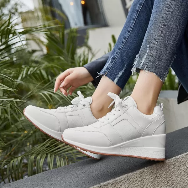 High Heeld Wedge Sneakers for Women  Ladies Hidden Sneakers Lace Up Shoes Best Chioce for Casual and Daily WearRtw11white