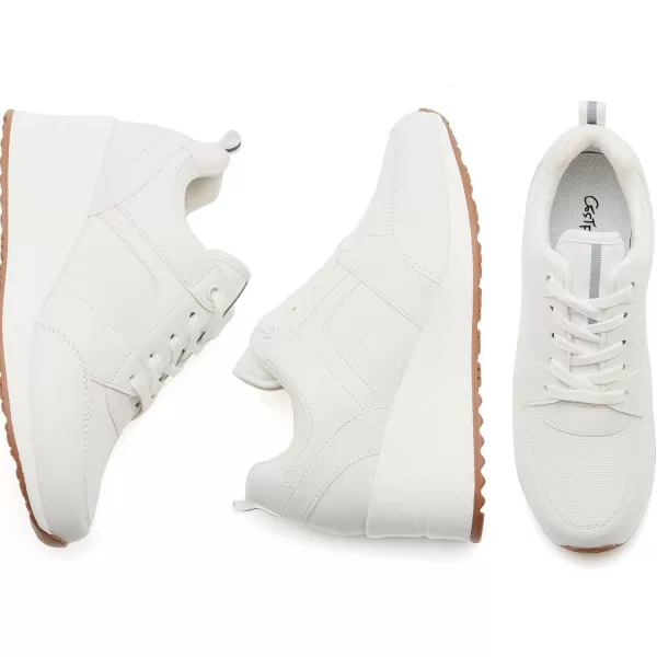 High Heeld Wedge Sneakers for Women  Ladies Hidden Sneakers Lace Up Shoes Best Chioce for Casual and Daily WearRtw11white