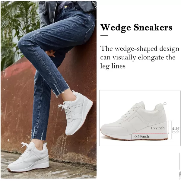 High Heeld Wedge Sneakers for Women  Ladies Hidden Sneakers Lace Up Shoes Best Chioce for Casual and Daily WearRtw11white