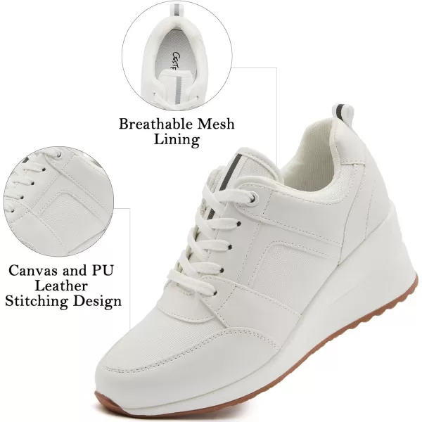 High Heeld Wedge Sneakers for Women  Ladies Hidden Sneakers Lace Up Shoes Best Chioce for Casual and Daily WearRtw11white