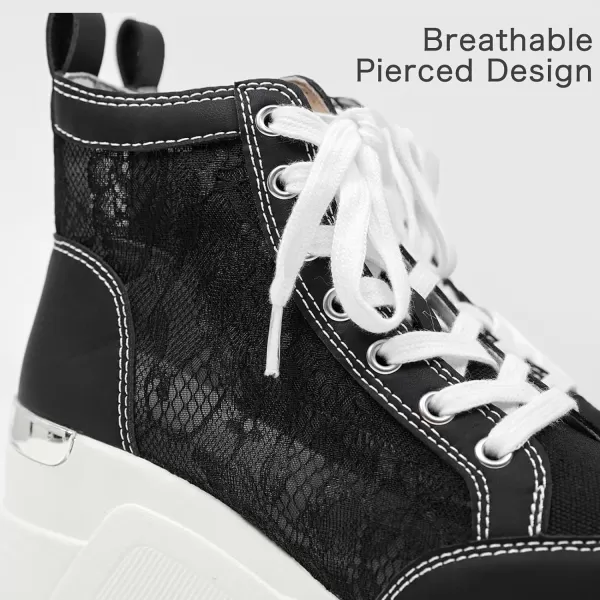 High Heeld Wedge Sneakers for Women  Ladies Hidden Sneakers Lace Up Shoes Best Chioce for Casual and Daily WearSpringblack