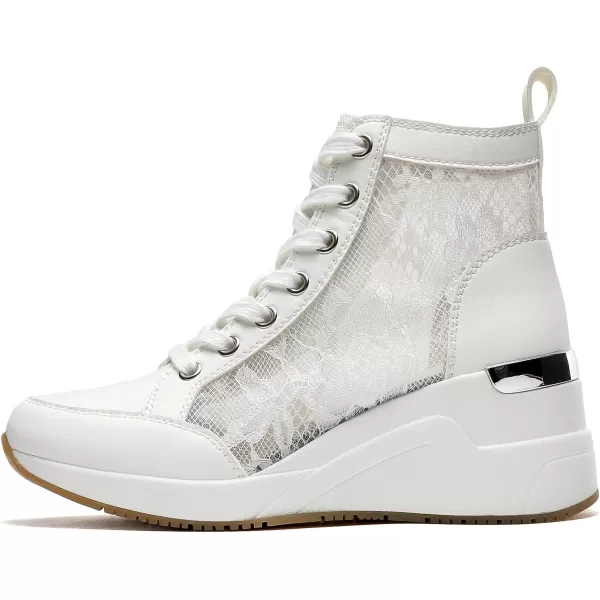 High Heeld Wedge Sneakers for Women  Ladies Hidden Sneakers Lace Up Shoes Best Chioce for Casual and Daily WearSpringwhite