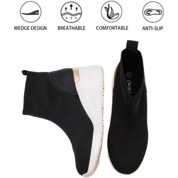 High Heeld Wedge Sneakers for Women  Ladies Hidden Sneakers Lace Up Shoes Best Chioce for Casual and Daily WearW144black