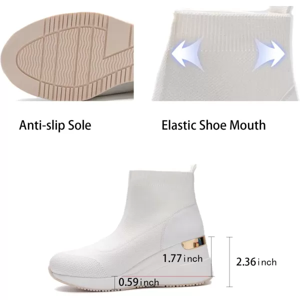 High Heeld Wedge Sneakers for Women  Ladies Hidden Sneakers Lace Up Shoes Best Chioce for Casual and Daily WearW144white