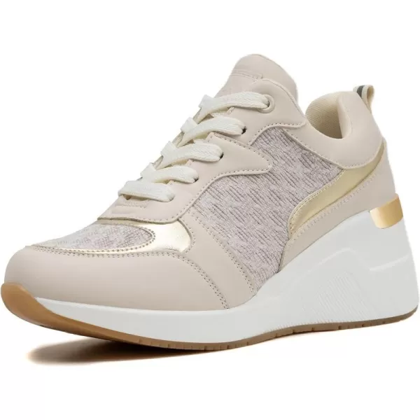Cestfini Fashion Wedge Heeled Sneakers for Women Platform Sneakers NonSlip Women Wedge Tennis ShoesW142beige