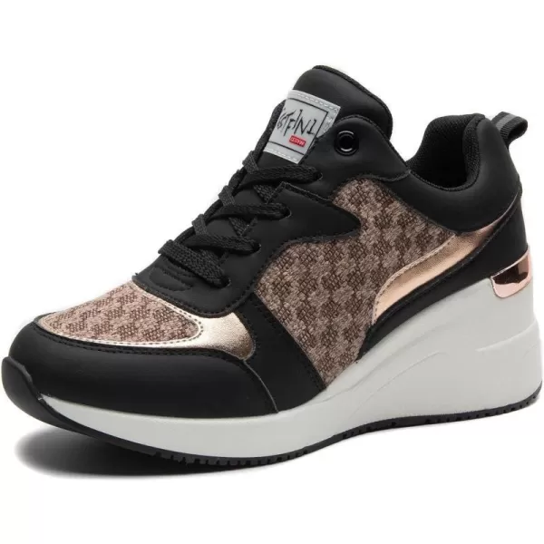 Cestfini Fashion Wedge Heeled Sneakers for Women Platform Sneakers NonSlip Women Wedge Tennis ShoesW142black