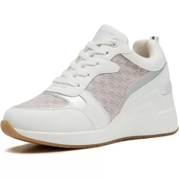 Cestfini Fashion Wedge Heeled Sneakers for Women Platform Sneakers NonSlip Women Wedge Tennis ShoesW142white