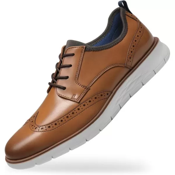 Cestfini Mens Dress Shoes Casual Dress Sneakers Business Oxford Shoes Comfortable Wingtip Brogue Office Work ShoesMicrofiber Leather  Brown