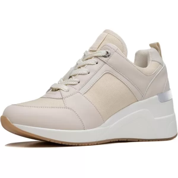 High Heeld Wedge Sneakers for Women  Ladies Hidden Sneakers Lace Up Shoes Best Chioce for Casual and Daily Wear174beige
