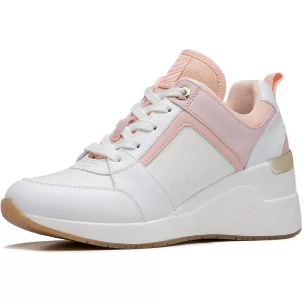 High Heeld Wedge Sneakers for Women  Ladies Hidden Sneakers Lace Up Shoes Best Chioce for Casual and Daily Wear174whitepink