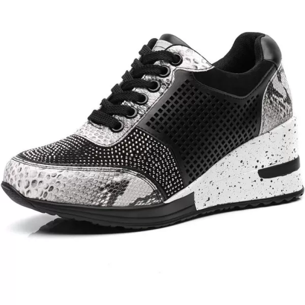 High Heeld Wedge Sneakers for Women  Ladies Hidden Sneakers Lace Up Shoes Best Chioce for Casual and Daily WearGrey
