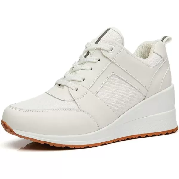 High Heeld Wedge Sneakers for Women  Ladies Hidden Sneakers Lace Up Shoes Best Chioce for Casual and Daily WearRtw11white
