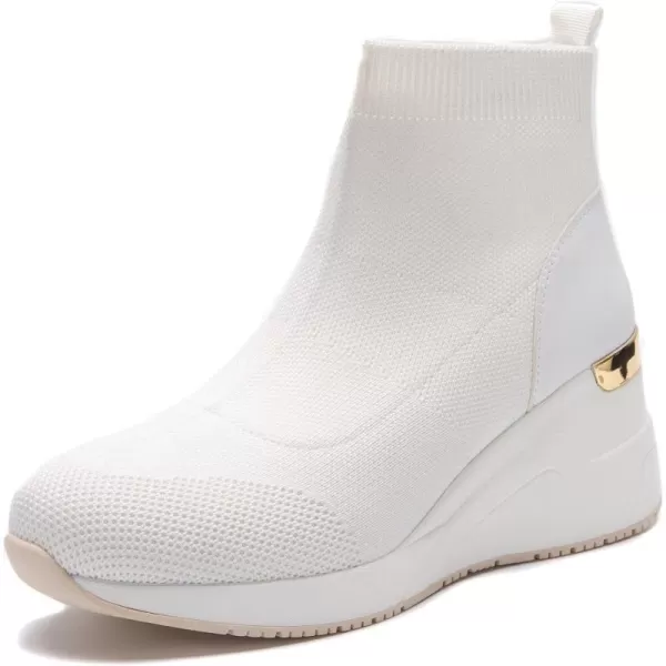 High Heeld Wedge Sneakers for Women  Ladies Hidden Sneakers Lace Up Shoes Best Chioce for Casual and Daily WearW144white