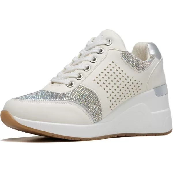 High Heeld Wedge Sneakers for Women  Ladies Hidden Sneakers Lace Up Shoes Best Chioce for Casual and Daily WearW145rhinestone